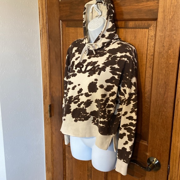 Ariat Women's Real Pony Printed Hooded Brown/White Cropped Size Small - Picture 5 of 11